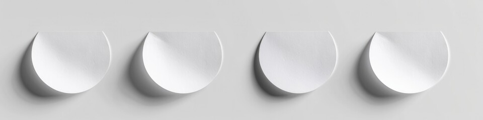 Wall Mural - sticker mockup set. round paper adhesive stickers with curved corner and three-dimensional effect