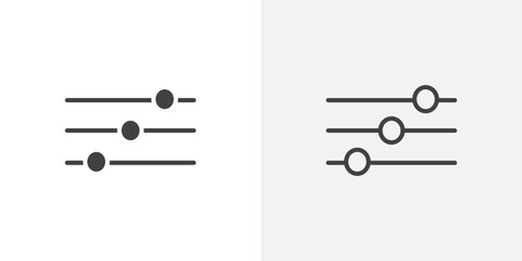 filter button flat thin line icon collection.