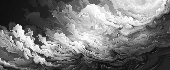 Wall Mural - Monochrome Abstract Storm Clouds, Cartoon