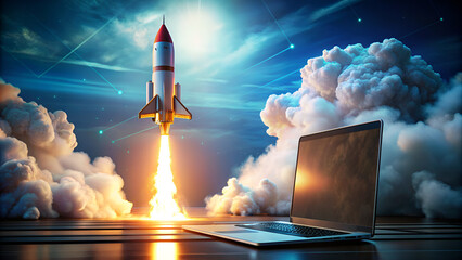tech start-up technology programming launch rocket