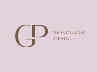 Wall Mural - GP letter logo icon design. Classic style luxury initials monogram.
