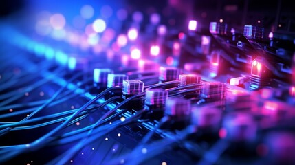 Wall Mural - electronic connection with data transfer, network and communication