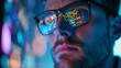 © Wolfilser - Data from a computer network is reflected in the glasses of a criminal hacker