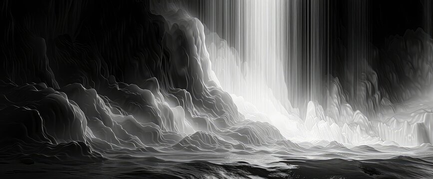 Monochrome Abstract Waterfall, Cartoon