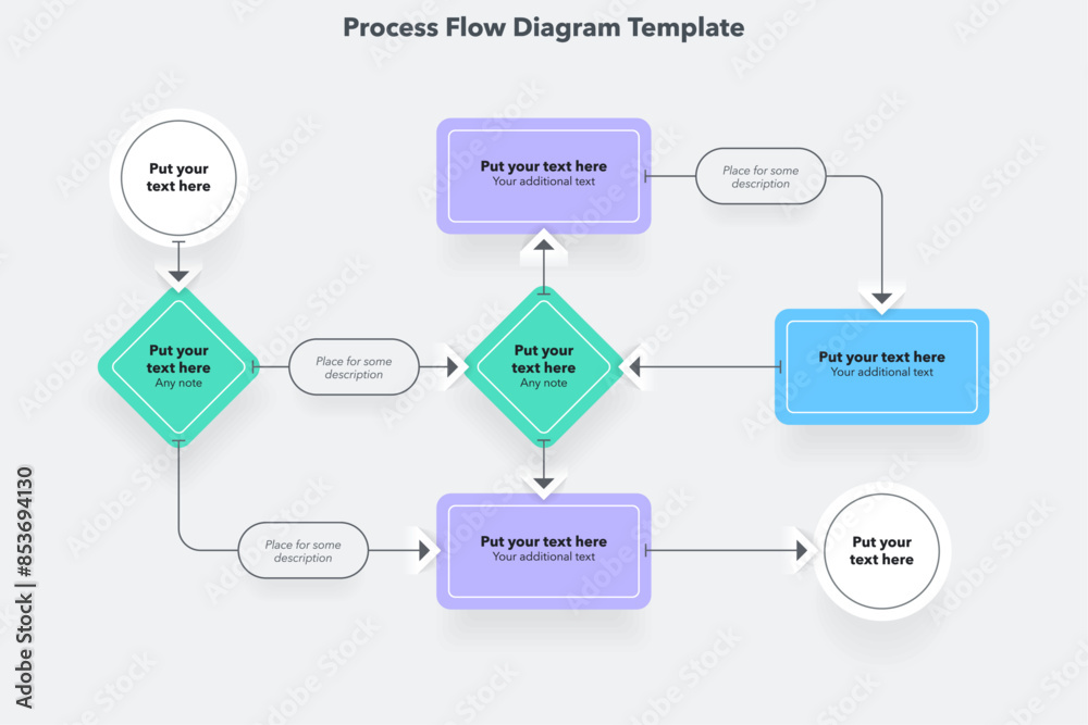 Simple Process Flow Layout Design Simple modern template for process flow diagram. Flat infographic ...