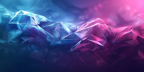 Wall Mural - Abstract geometric network with pink and blue lights