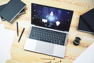 Aufkleber - Social network concept on modern laptop screen. 3D Rendering