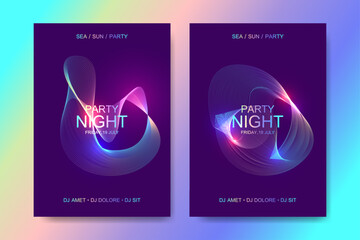 Poster - Music Poster For Electronic Festival With Fractal Dotted Lines And Waves. Party Flyer Cover Design Concept Of Electro Music Fest. Vector Illustration.