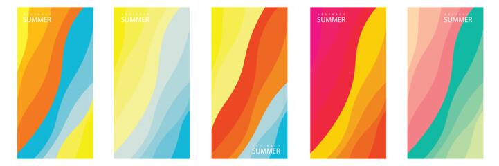 Poster - Abstract background design with summer color theme, with wavy patterns,Abstract summer wave background,