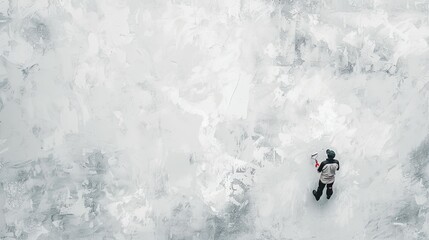 Poster - A worker paints a white wall in an apartment with a roller brush. Generative AI