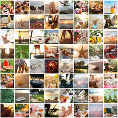 Poster - Summer vibes. Collage of many seasonal photos