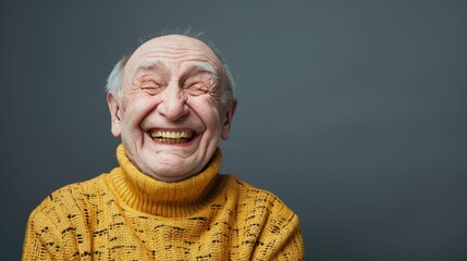 old man with Ecstasy: Blissful sighs, ecstatic laughter, senses ablaze, intoxicated with joy.