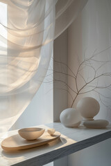 Fototapete - Simple abstract composition with overlapping translucent circles on a minimalist backdrop,