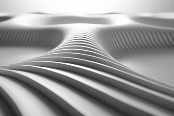 Poster - Minimalist black and white abstract lines creating a wave pattern on a clean surface,
