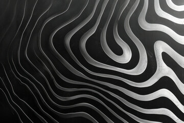 Fototapete - Minimalist black and white abstract lines creating a wave pattern on a clean surface,