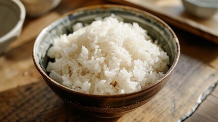 Wall Mural - a bowl of rice on a wooden table