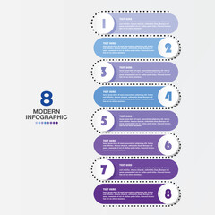 Modern infographic with 8 steps and business icons for presentation.