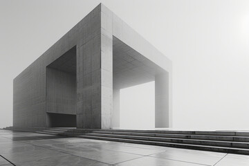Poster - Minimalist aesthetic of a geometric design that creates the illusion of depth and dimension, against a plain white background,