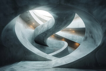 Poster - Minimalist shot of a geometric design that appears to rotate and twist when viewed from different angles,