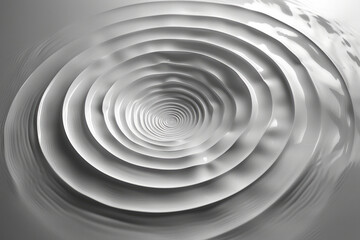 Poster - Minimalist aesthetic of a circular pattern that creates the illusion of movement and pulsation on a clean, white surface,