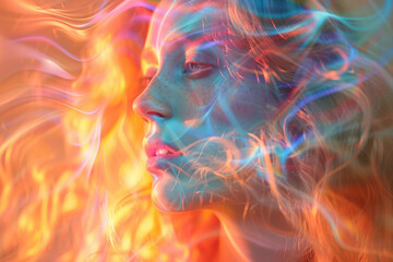 Poster - Colorful static images that appear to move and pulse, using vivid colors for the optical illusion,