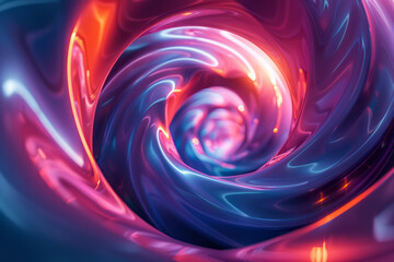 Poster - Vivid abstract spiral in neon colors that seems to endlessly wind inward, against a clean background,