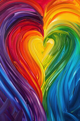 Wall Mural - Rainbow Heart Abstract Painting