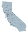 © Peter Hermes Furian - California state counties, gray political map. U.S. state of California subdivided into 58 counties, with San Bernardino County as largest and Los Angeles County as most populous in the United States.