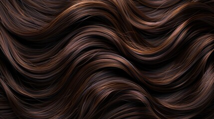 Wall Mural - Vibrant brown hair texture background with wavy waves.