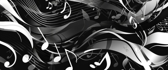 Monochrome Abstract Musical Notes, Cartoon
