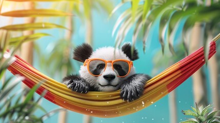 Wall Mural - Panda in sunglasses.