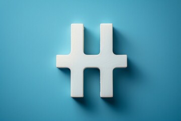 Poster - White Abstract Cross on Blue Background