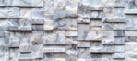 Sticker - White stone wall background, seamless texture of natural marble.