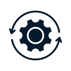 Poster - Concept work process, gear rotation. vector linear icon isolated on white background.