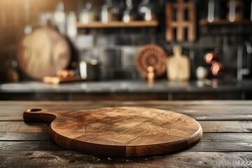 Rustic Wooden Cutting Board in Cozy Kitchen