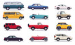 © GN.STUDIO - Various car illustrations, flat graphic style, white background. Concept of different types of vehicles. Vector illustration