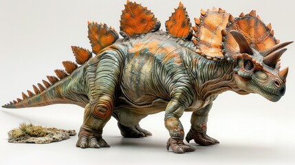 Wall Mural - Stegosaurus with distinctive plates displayed on white background.