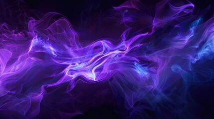 Wall Mural - Neon purple smoke swirling against a black backdrop