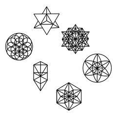 A set of mystical esoteric symbols of Kabbalah