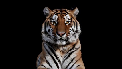 Poster - Portrait of a Tiger with a black background (High Quality Wallpaper Wild Photography)