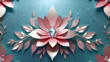 brilliant metallic glitter colorful floral background pattern