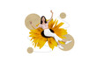 © deagreez - Creative poster collage of young beautiful adorable woman sitting sunflower big flower spring summer harvest bizarre unusual fantasy