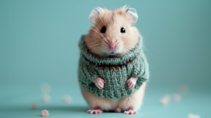 Wall Mural - Cute hamster in sweater. 3D vector illustration.