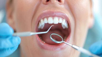 bouche ouverte lors d'une séance de détartrage chez le dentiste