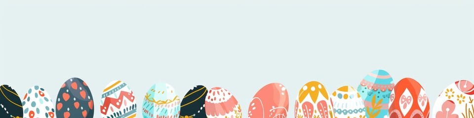 Wall Mural - web banner. vector illustration of easter eggs with various colors and pattern designs.