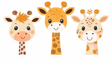 Wall Mural - Giraffe. Flat vector illustration of cute animal. Baby nursery art.