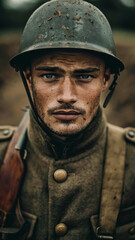 Wall Mural - Serious British WWI Soldier Portrait.