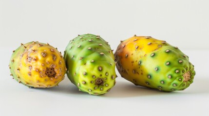 Wall Mural - Fresh Prickly Pears on White Background, Generative AI