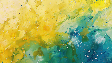 Wall Mural - Watercolor Painting with Yellow Base and White Dots