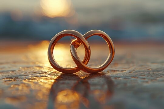 Two wedding rings in infinity sign. Love concept